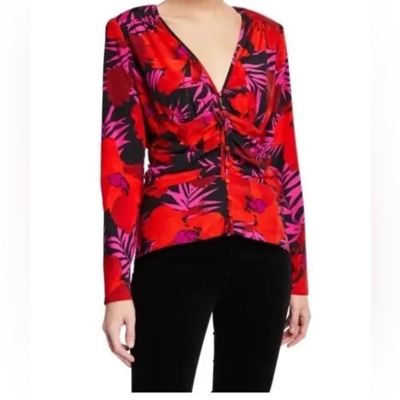 NWT Veronica Beard Floral Pervero Blouse Size 0 - Picture 1 of 10
